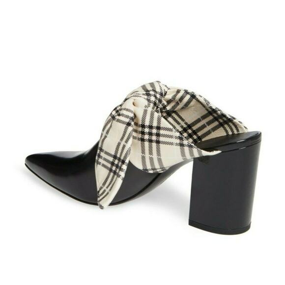 Self Portrait Lily Mules Block Heel Bow Black Leather Sz 9.5 NIB $460 - Picture 3 of 12